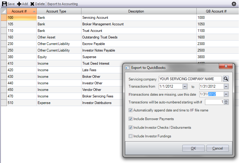 Quickbooks Interface Export